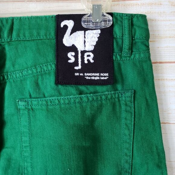 Sandrine Rose x Free People Straight Fit Button Fly Cotton/Flax Jeans in Green - Picture 5 of 9